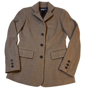 Bill Blass New York Cashmere Blazer Jacket Tan Button Front Size 0